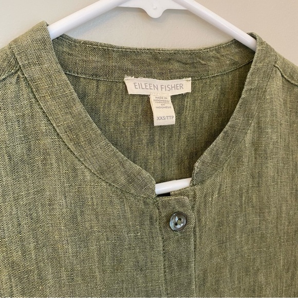 Eileen Fisher Washed Organic Linen Delave Long Shirt, Easy Fit, Knee Length, XXS - Picture 6 of 12